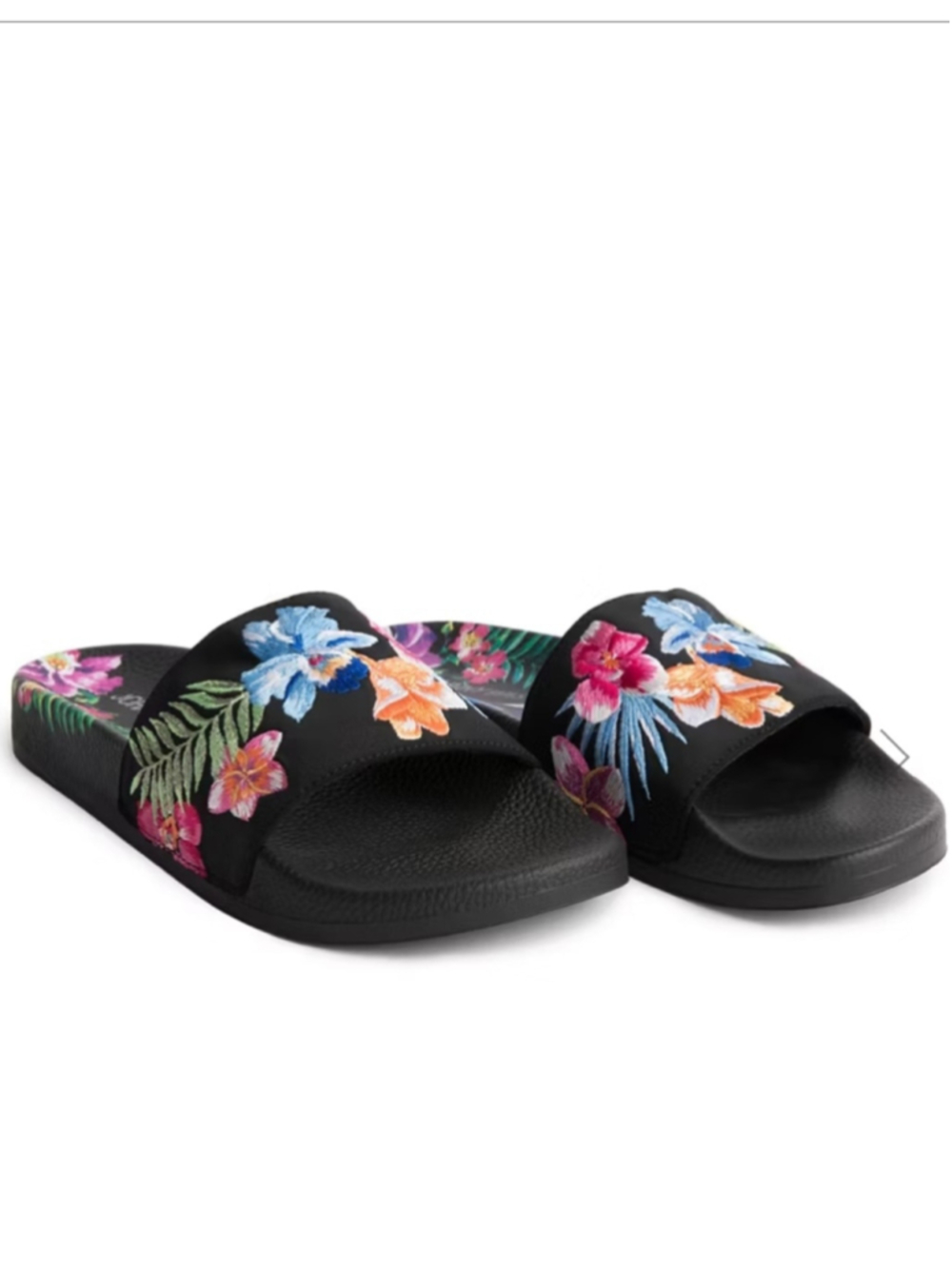 Johnny Was Aruba Slip On Pool Slides Embroidered Floral Print Size 6